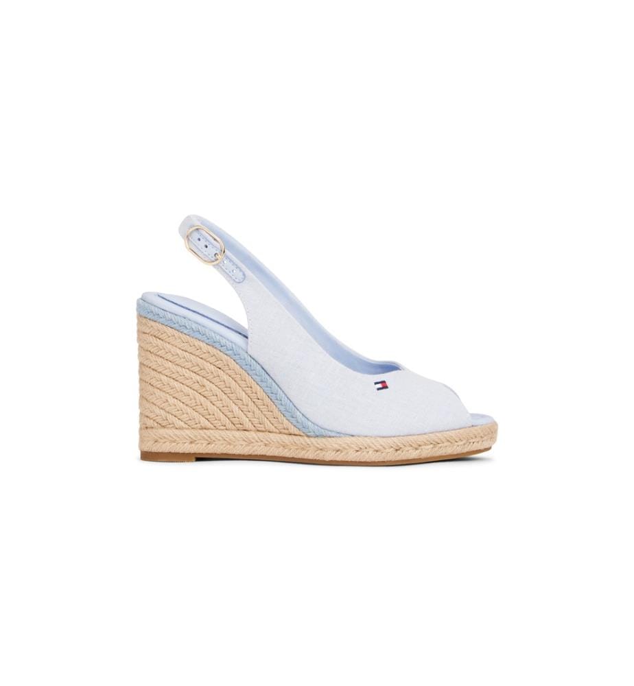 Espadrilles compensées en chanvre - Bleu Clair