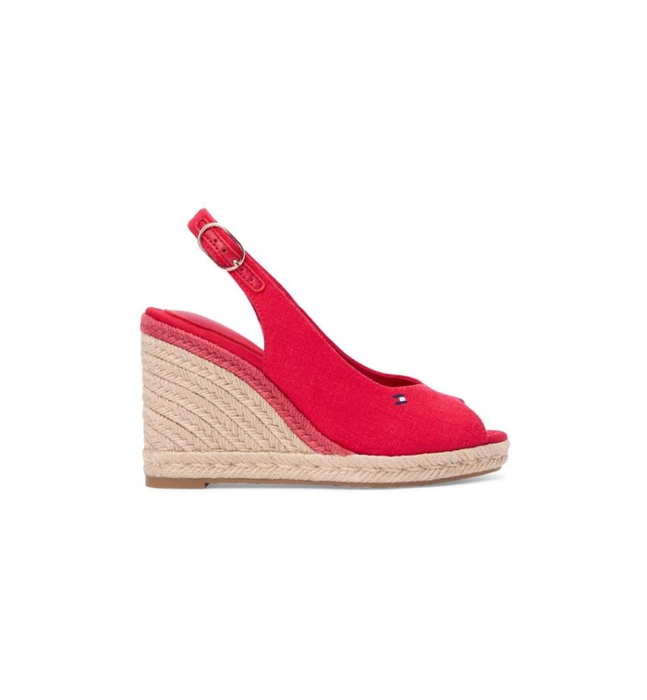 Espadrilles compensées en chanvre - Rouge
