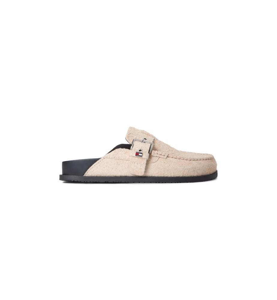 Mules en Daim Texturé à Boucle - Beige