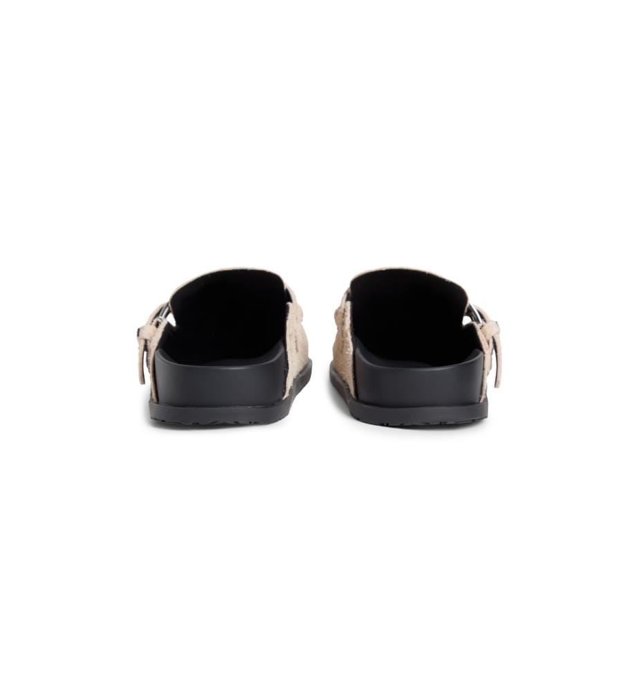 Mules en Daim Texturé à Boucle - Beige