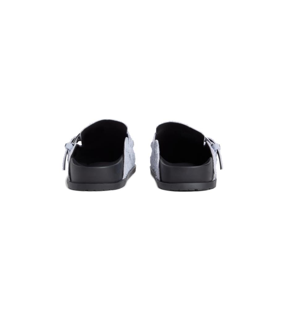 Mules in pelle scamosciata con fibbie - Azzurro