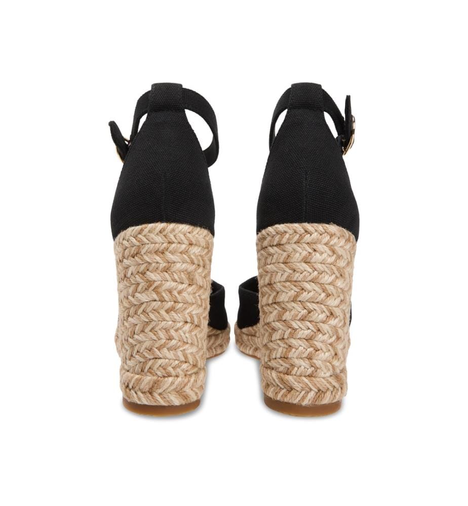 Canvas-Espadrilles mit hohem Keilabsatz - Schwarz