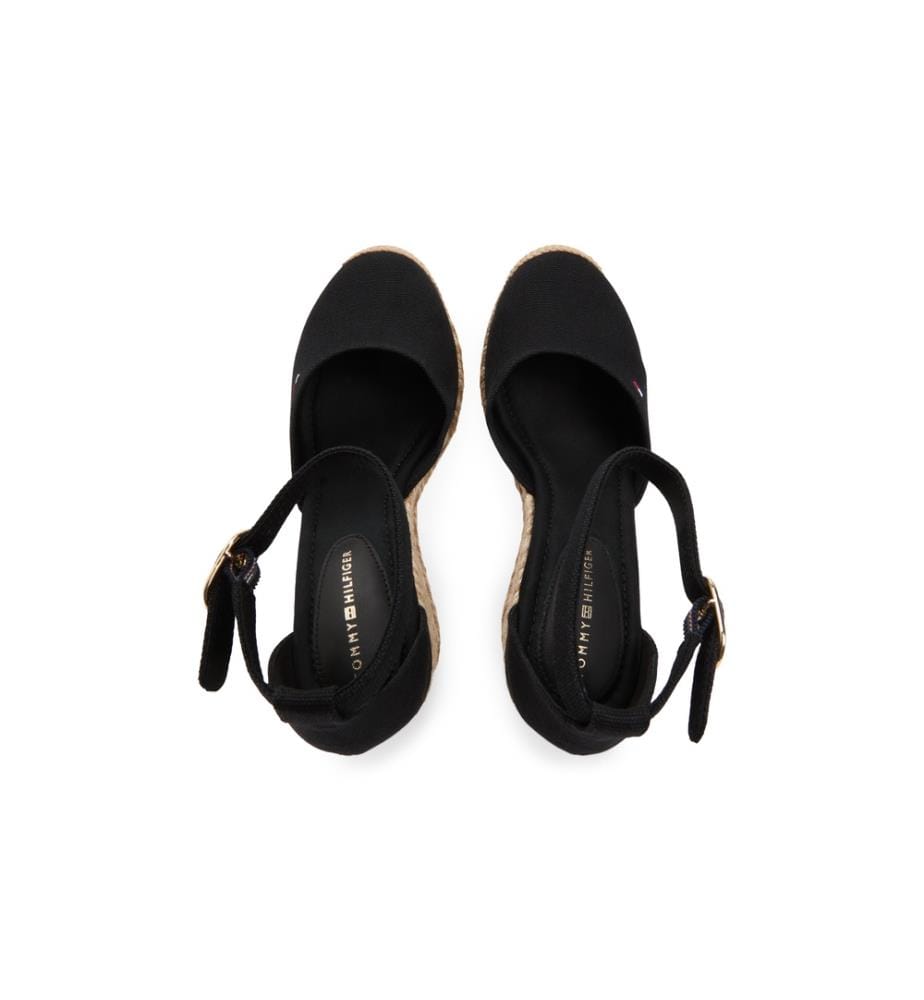 Canvas-Espadrilles mit hohem Keilabsatz - Schwarz