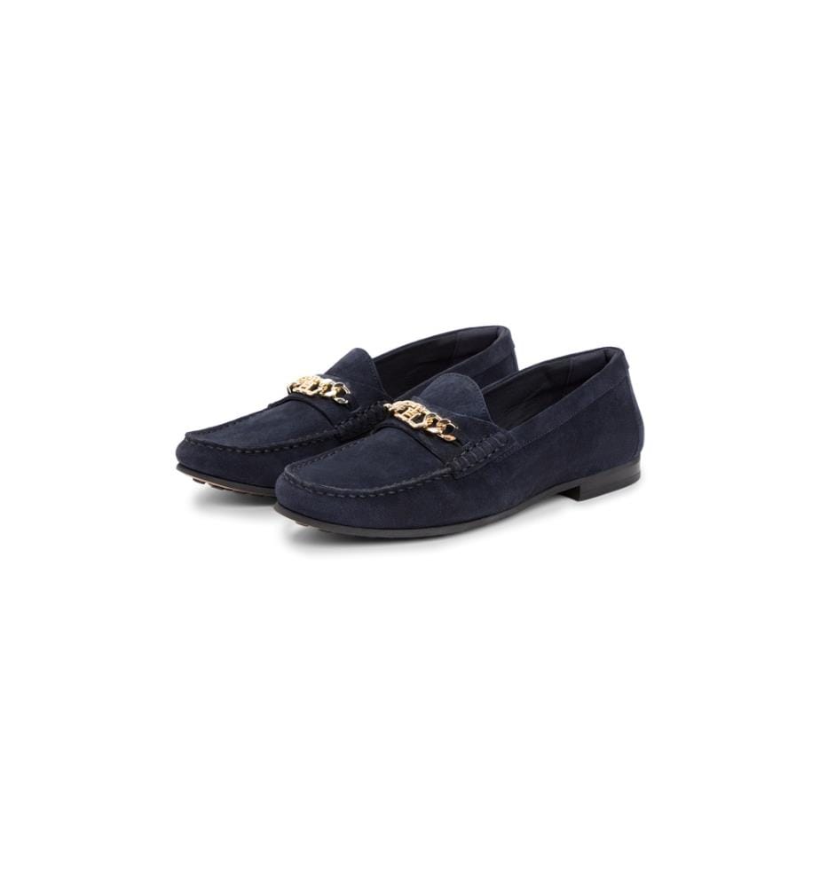 Mokassins aus Wildleder mit Kette - Marine