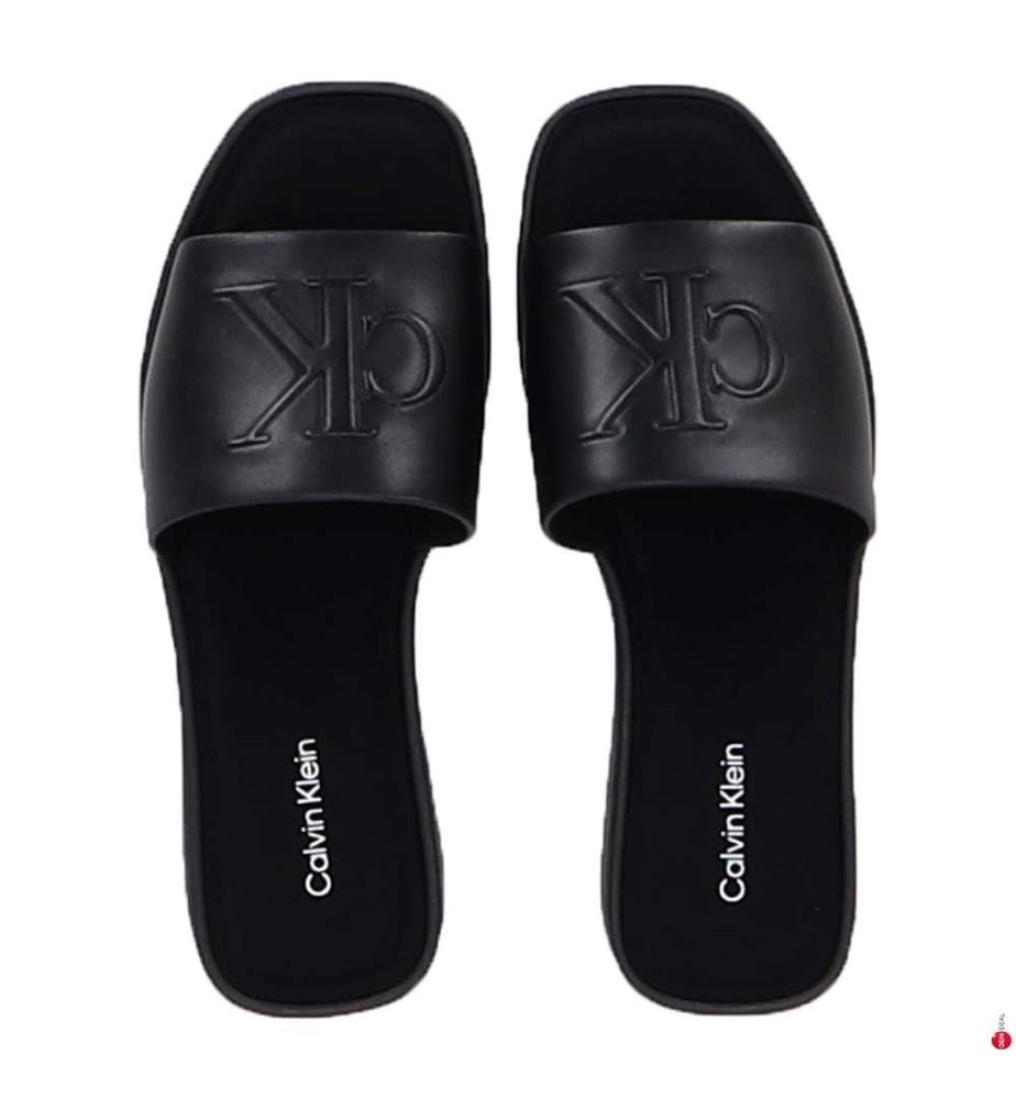 Plateau-Pantoletten aus Leder - triple black