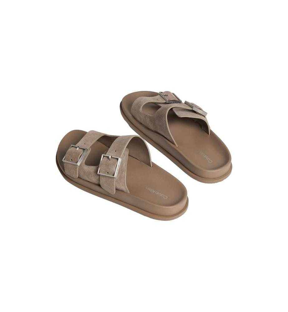Doppel-Riemchensandalen aus Wildleder - desert taupe