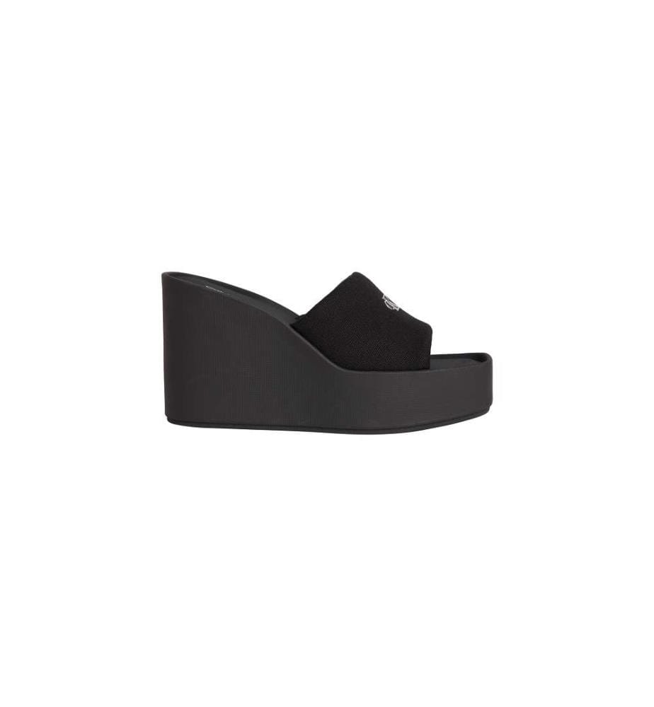 Sandales Talon Compensé Plateforme Toile - triple black