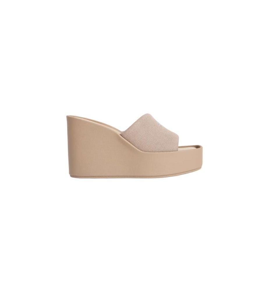 Sandalen mit Keilabsatz Platform Canvas - Desert Taupe