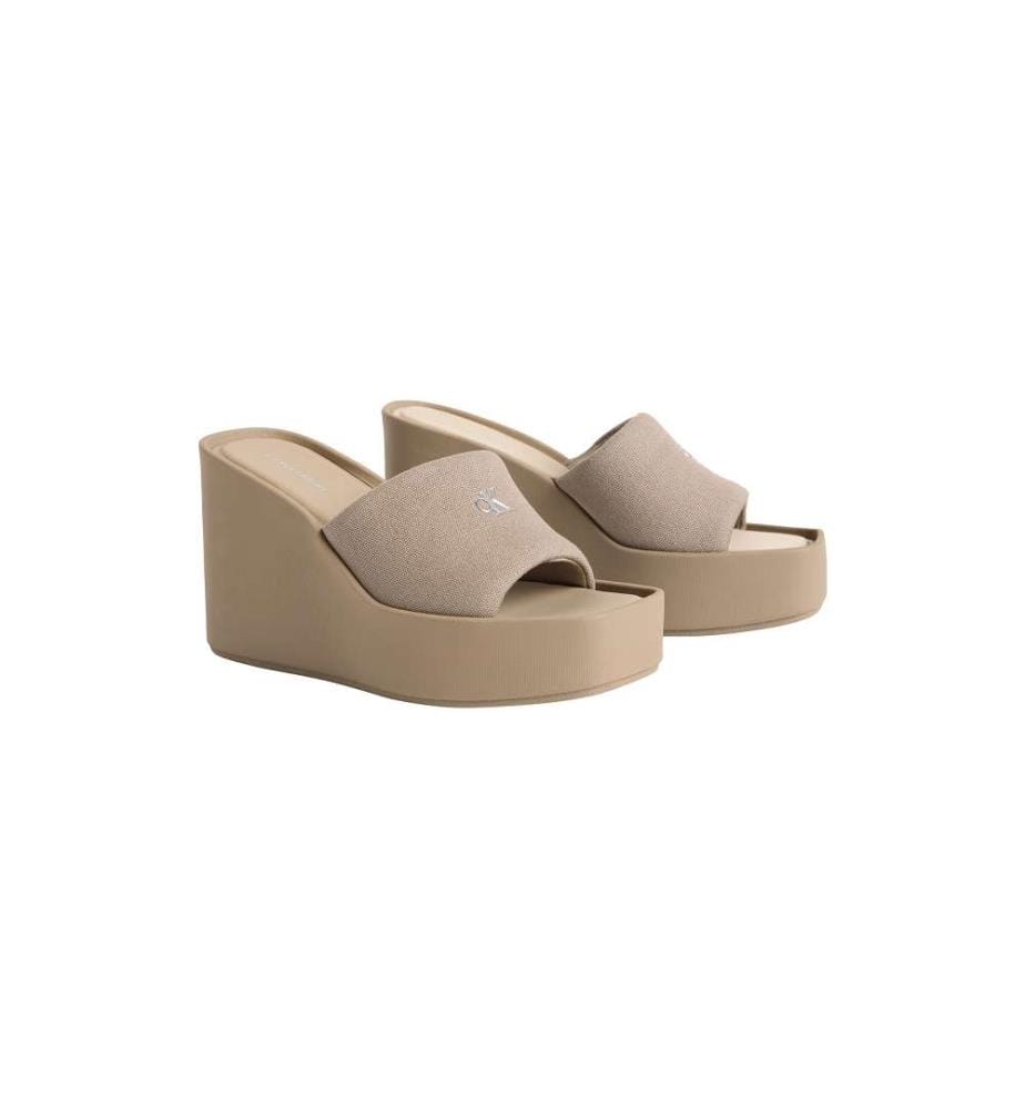 Sandalen mit Keilabsatz Platform Canvas - Desert Taupe
