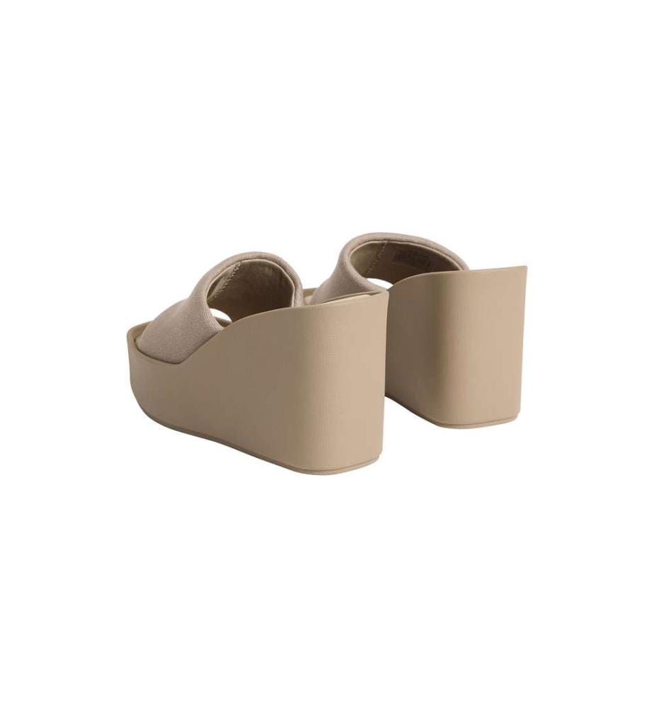 Sandalen mit Keilabsatz Platform Canvas - Desert Taupe