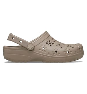Classic Floral Cut-Out Clogs - Taupe