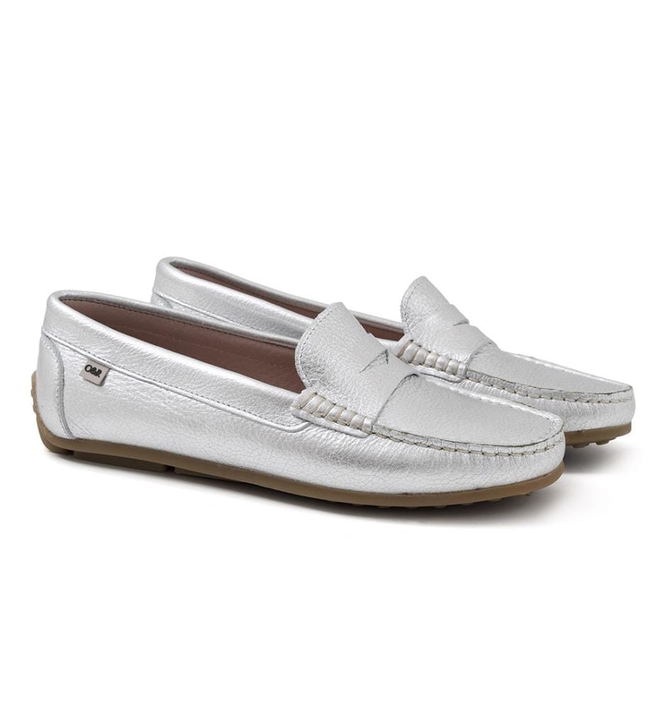 Leder-Mokassins - Silber
