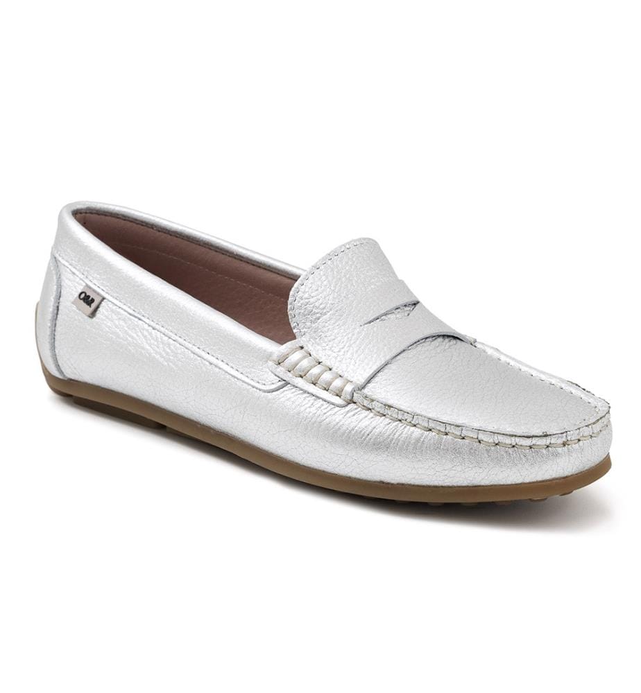 Leder-Mokassins - Silber
