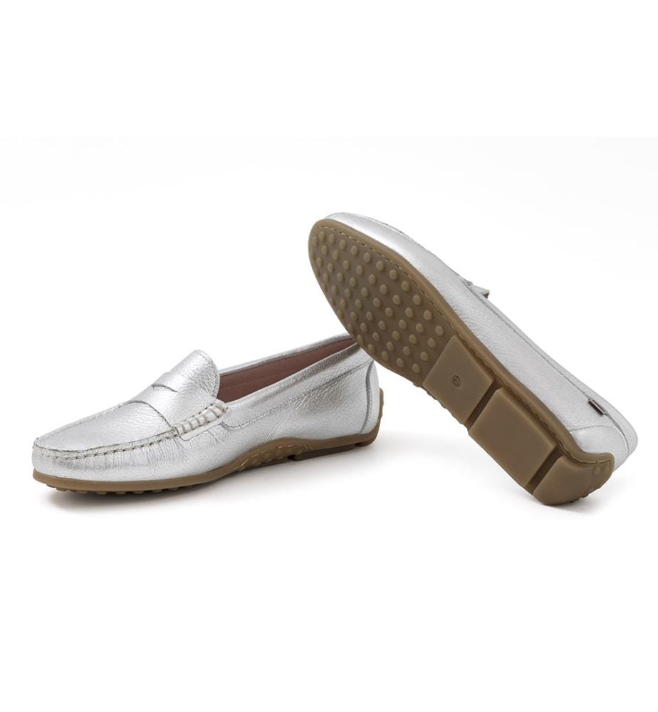 Leder-Mokassins - Silber