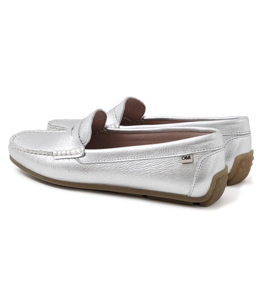 Leder-Mokassins - Silber