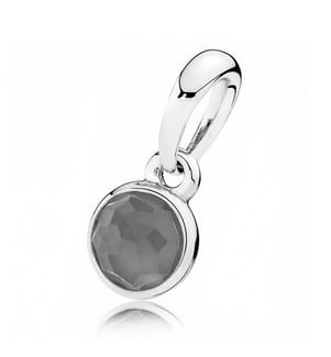 Charme Pendantif June Droplet Grauer Mondstein - Silber und Grau