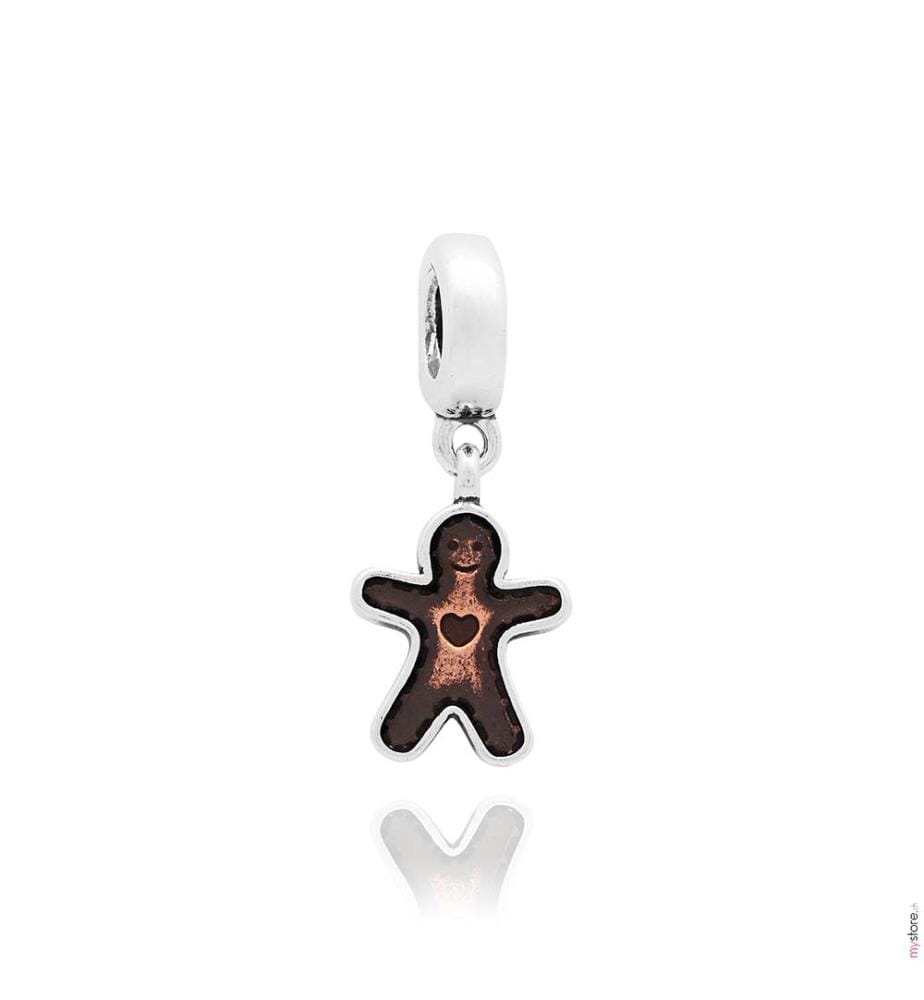 Charm-Anhänger Bonhomme en Pain d'Epices - Braun und Silber