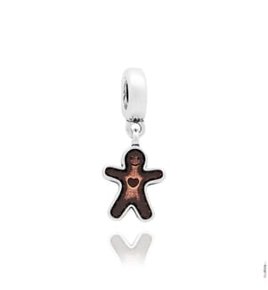 Charm-Anhänger Bonhomme en Pain d'Epices - Braun und Silber