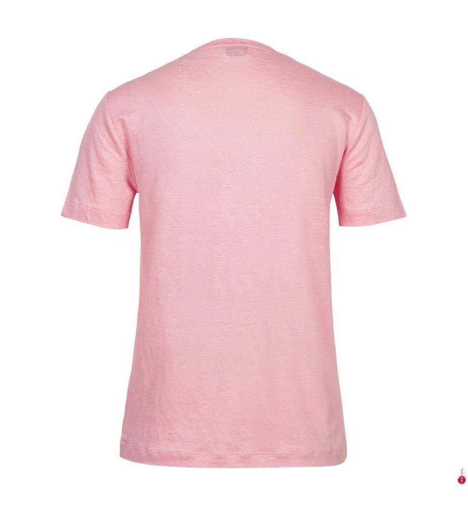 T-Shirt à col en V en lin Regular Fit - Rose géranium