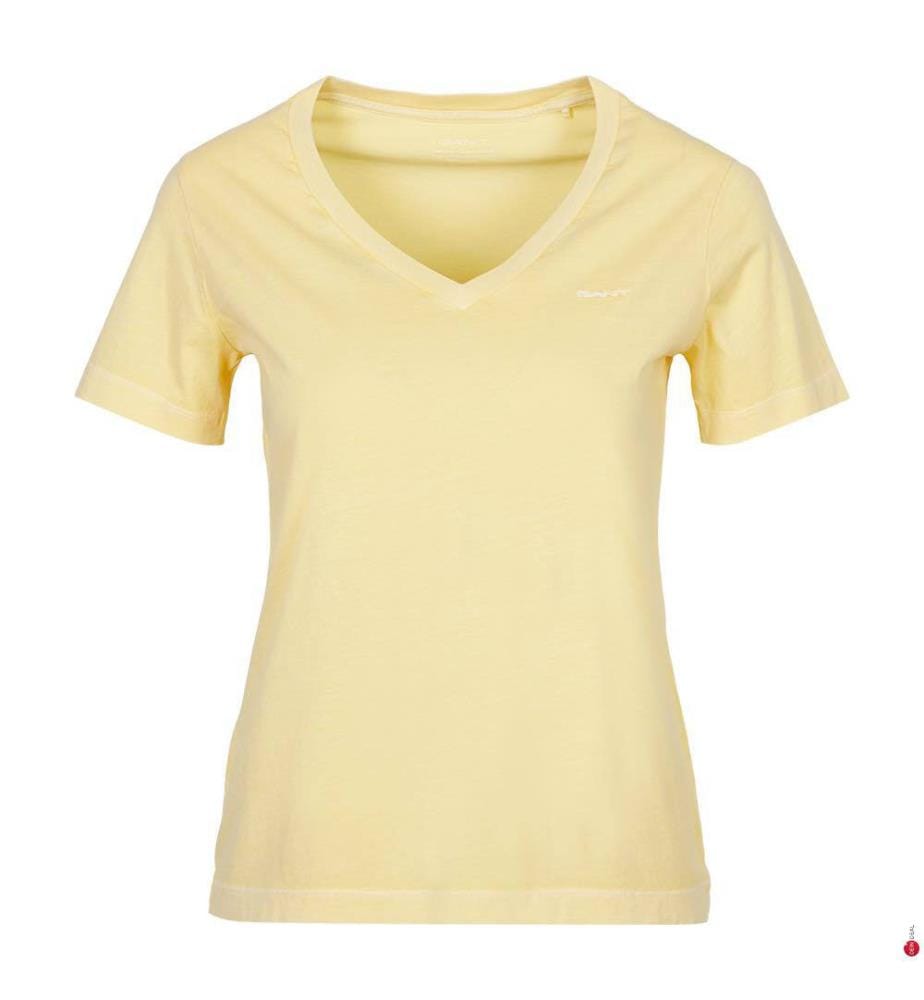 T-Shirt à col en V Sunfaded Regular Fit - Jaune clair poussiéreux