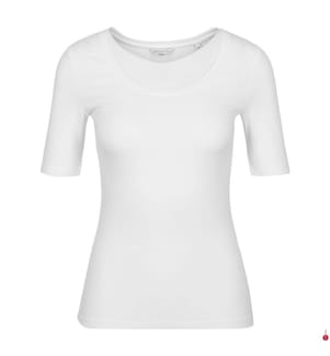 Top Slim Cot/Ela à encolure dégagée - Blanc