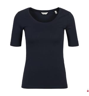 Top Slim Cot/Ela à encolure dégagée - Bleu nuit