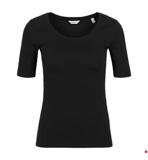 Top Slim Cot/Ela à encolure dégagée - Noir