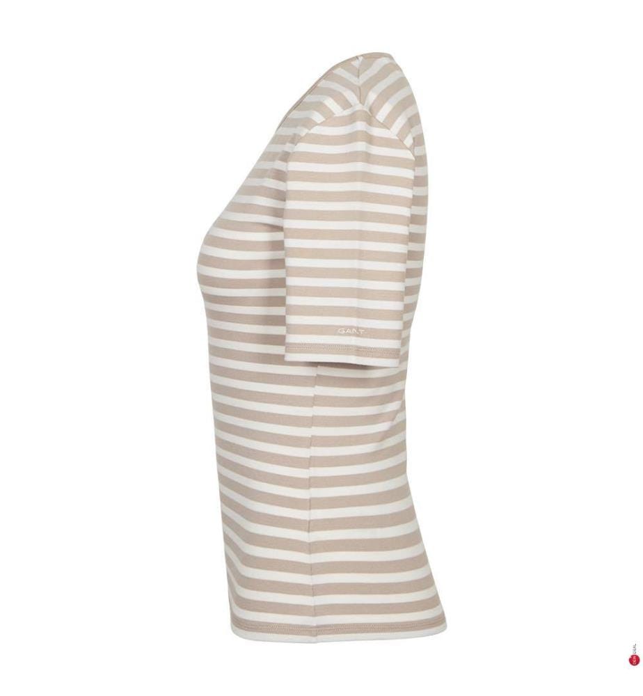 T-Shirt Slim Striped 1X1 Ribbed - Dry Sand