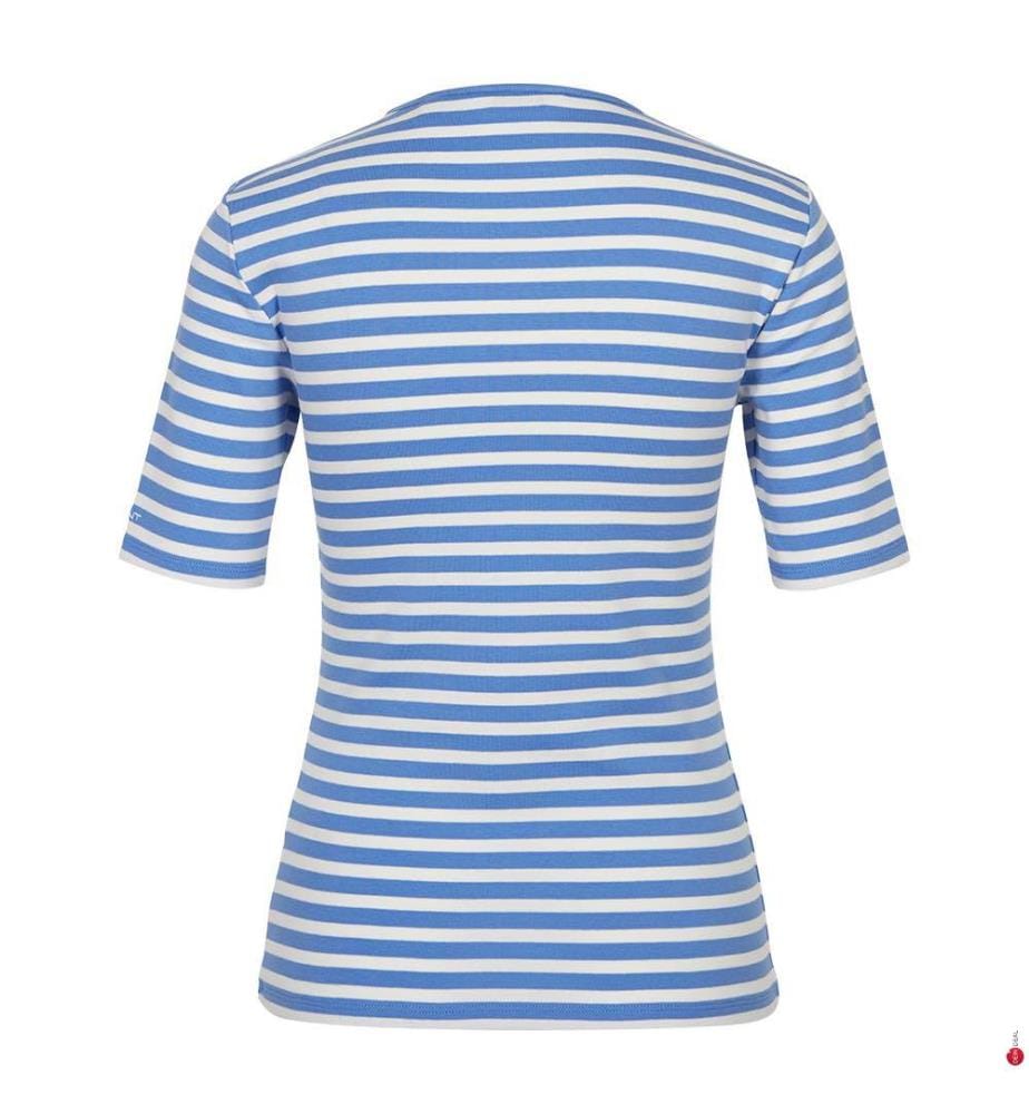 T-Shirt Slim Striped 1X1 Ribbed - Perfect Blue