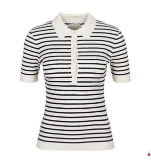 Rugger à rayures en tricot côtelé - Bleu du soir
