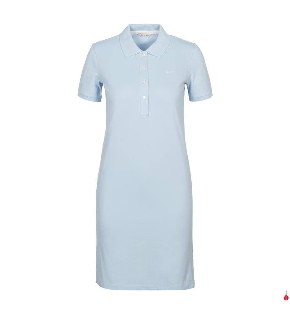 Piqué-Polokleid mit Kontrastkragen - Frisches Blau
