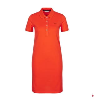 Piqué-Polokleid mit Kontrastkragen - Orange Red