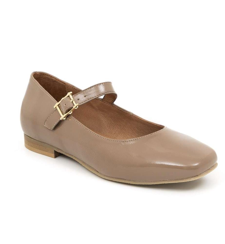 Leder-Ballett-Flachmann - Beige