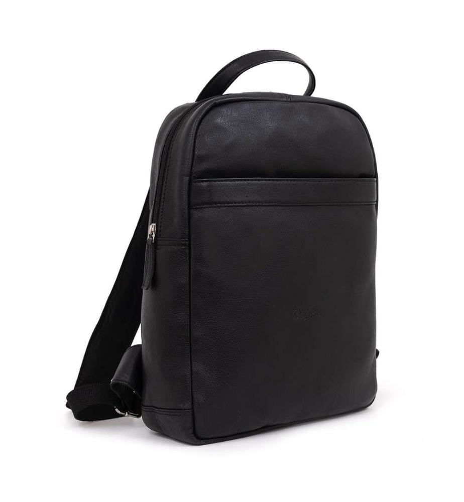 Schwarzer Lederrucksack
