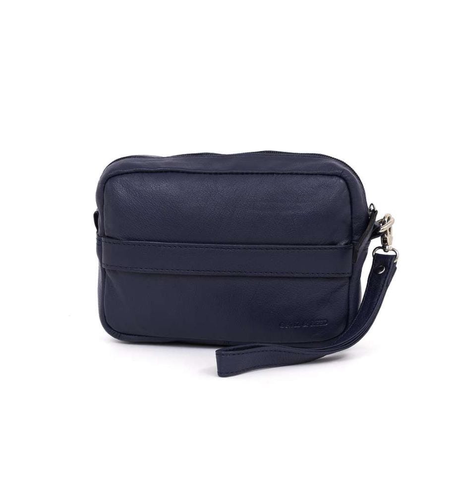 Blaue Ledertasche