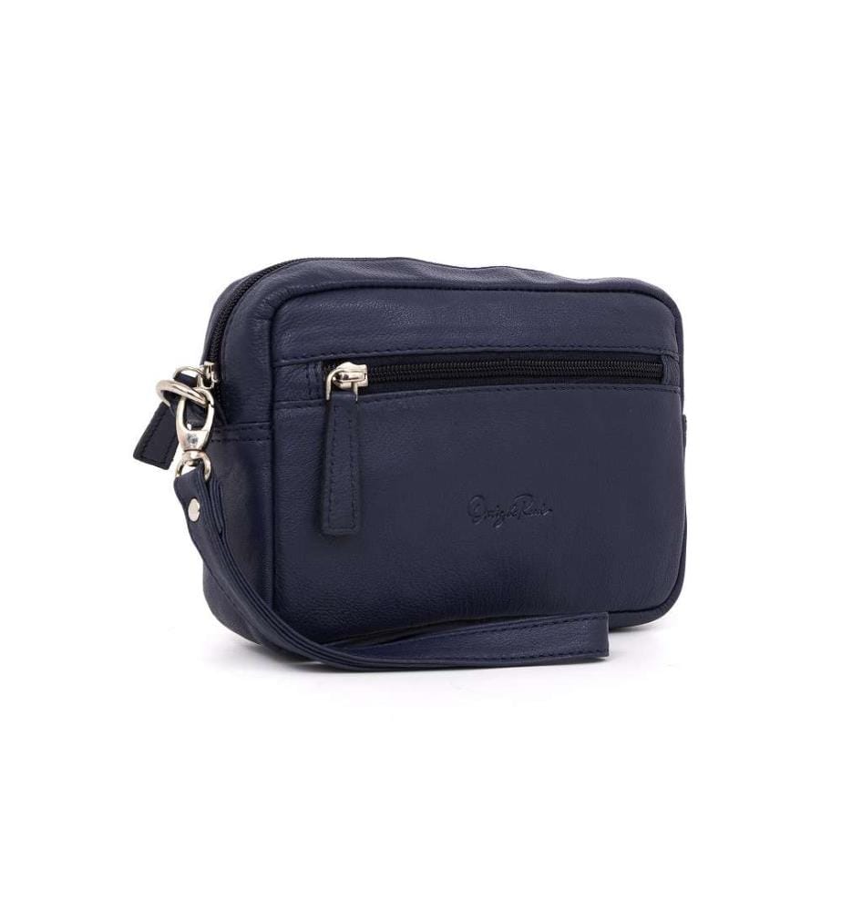 Blaue Ledertasche
