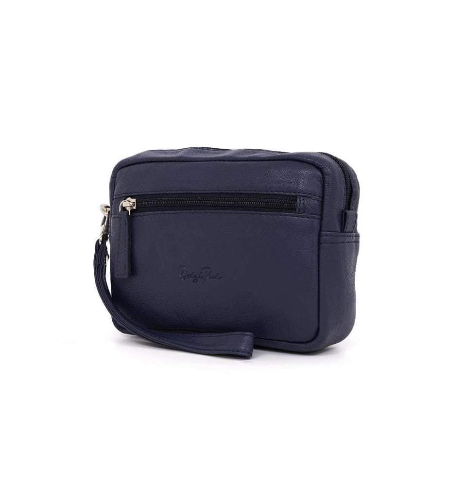 Blaue Ledertasche