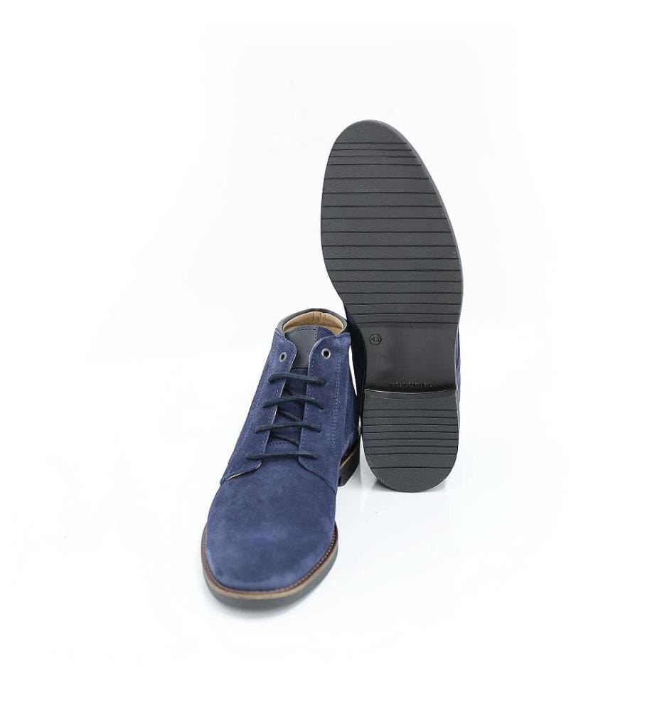 Blaue Veloursleder-Chelsea-Stiefel
