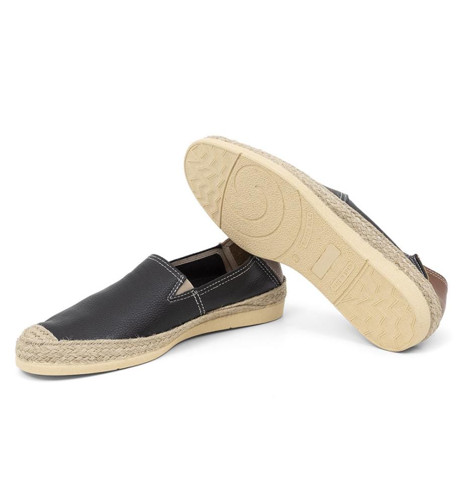 Espadrille aus Leder - Schwarz