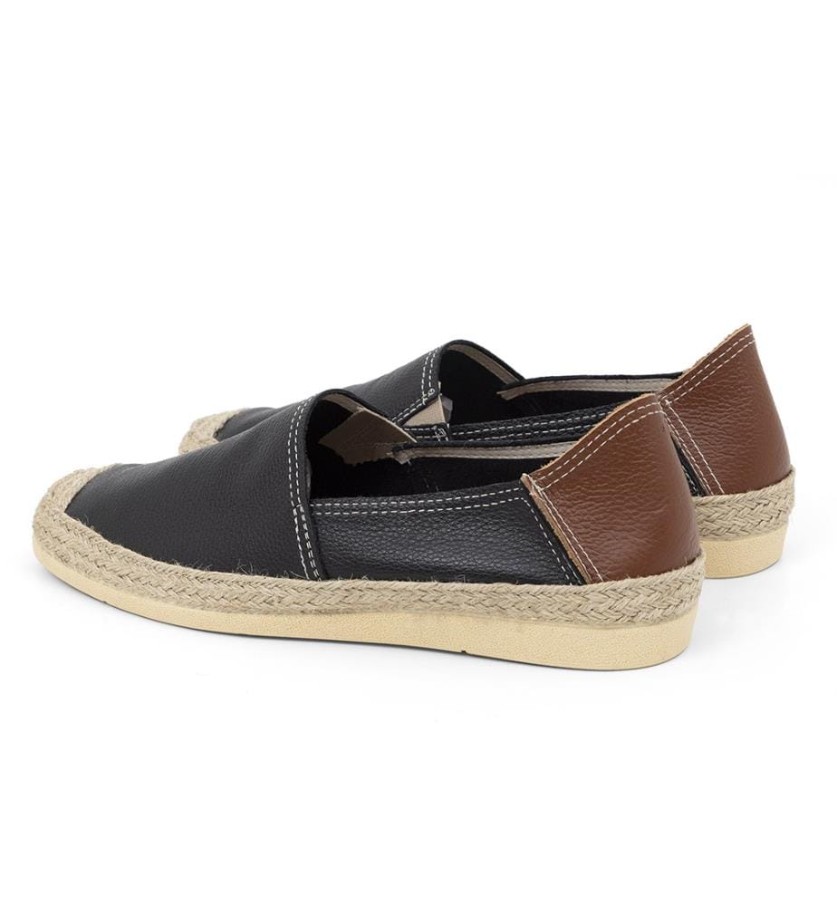 Espadrille aus Leder - Schwarz