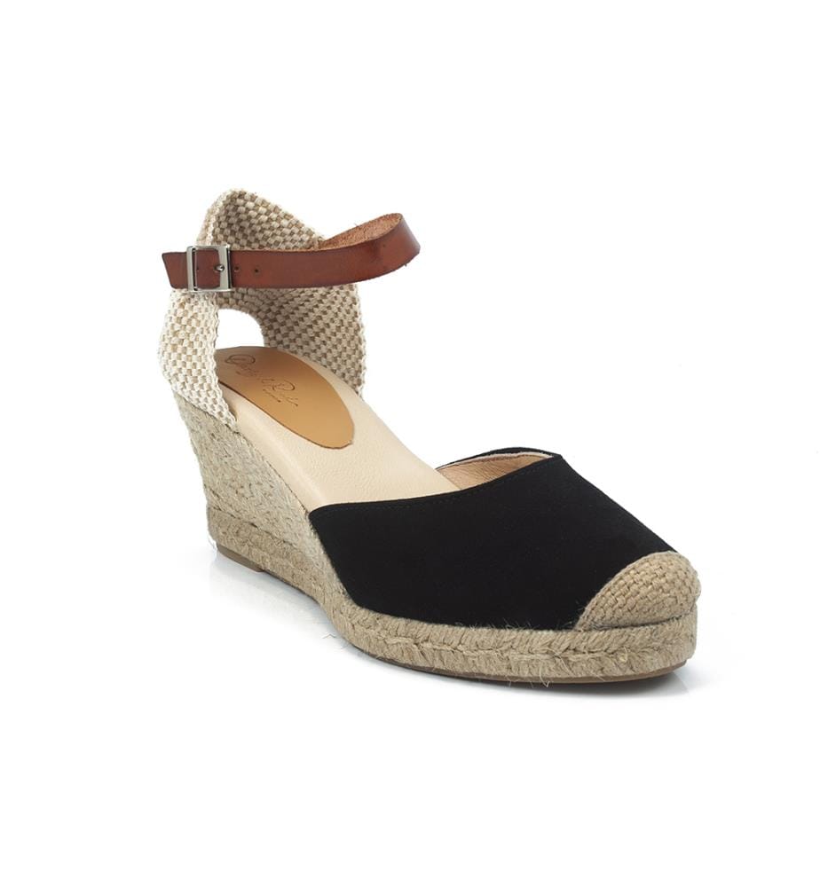 Espadrilles aus Wildleder und glattem Leder - Schwarz