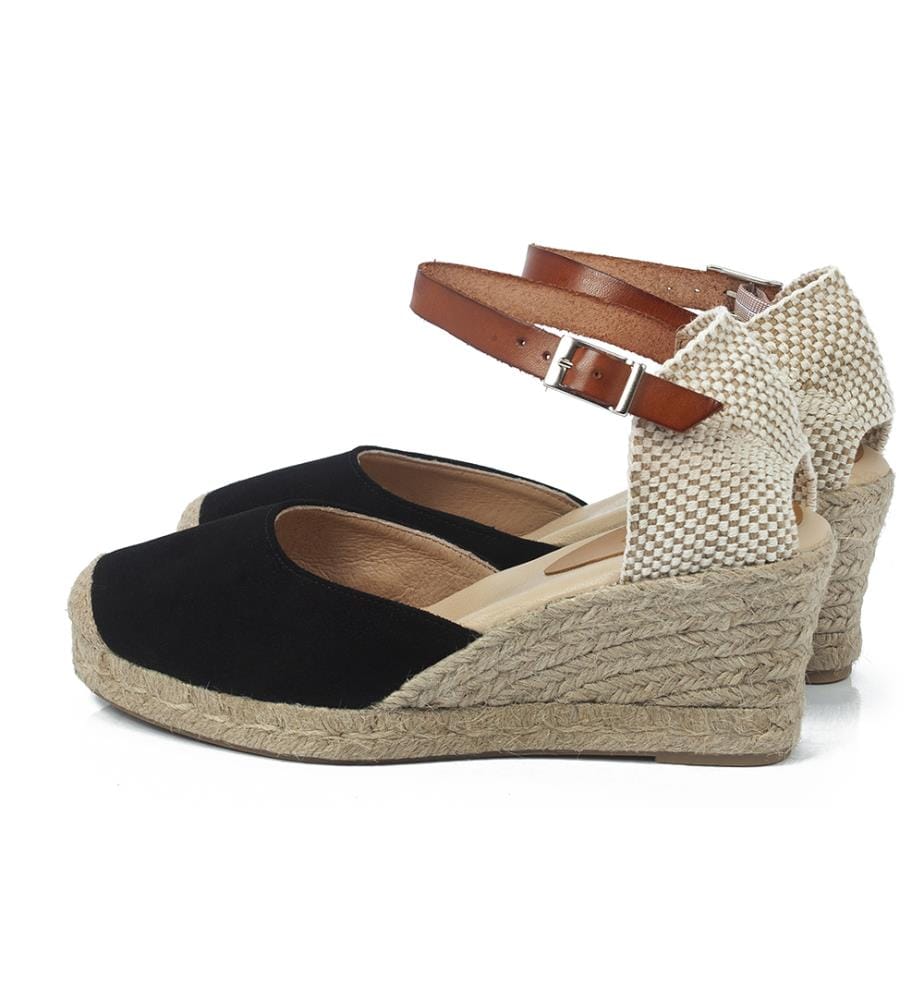 Espadrilles aus Wildleder und glattem Leder - Schwarz