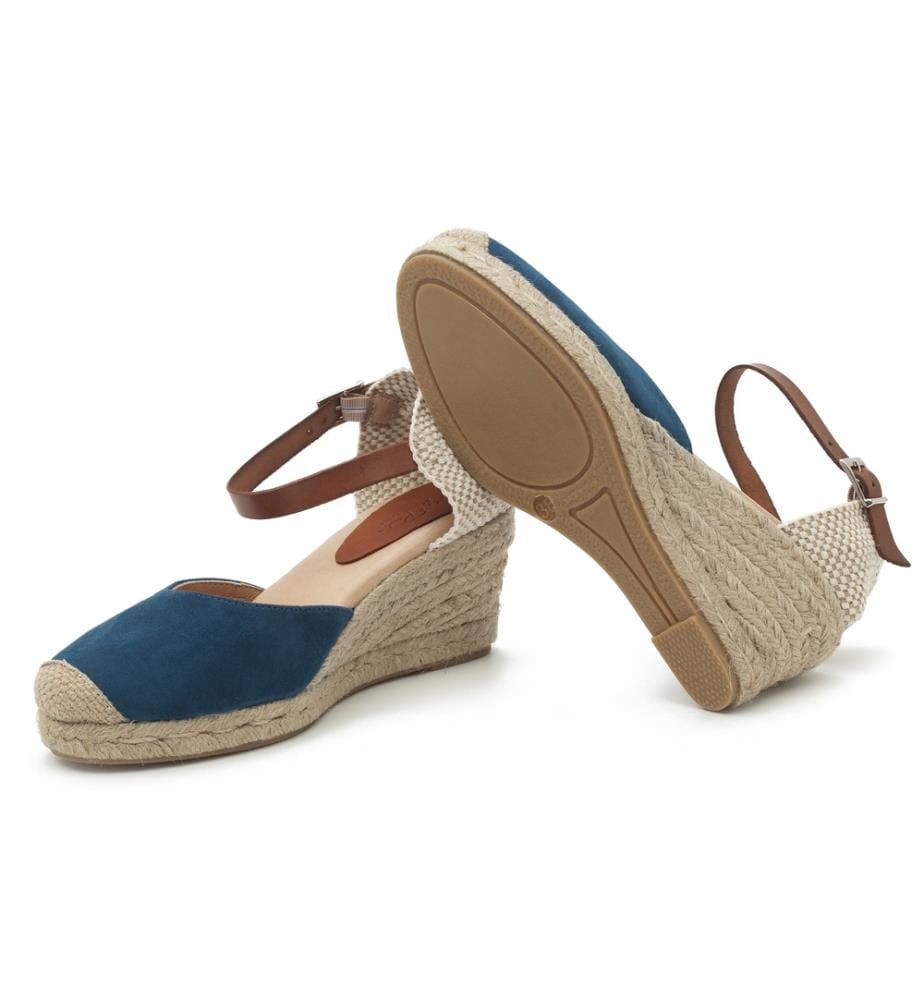 Espadrilles aus Wildleder und glattem Leder - Blau