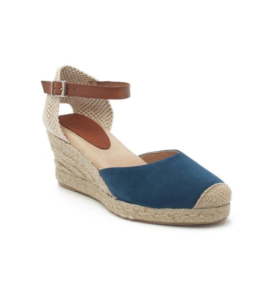 Espadrilles aus Wildleder und glattem Leder - Blau