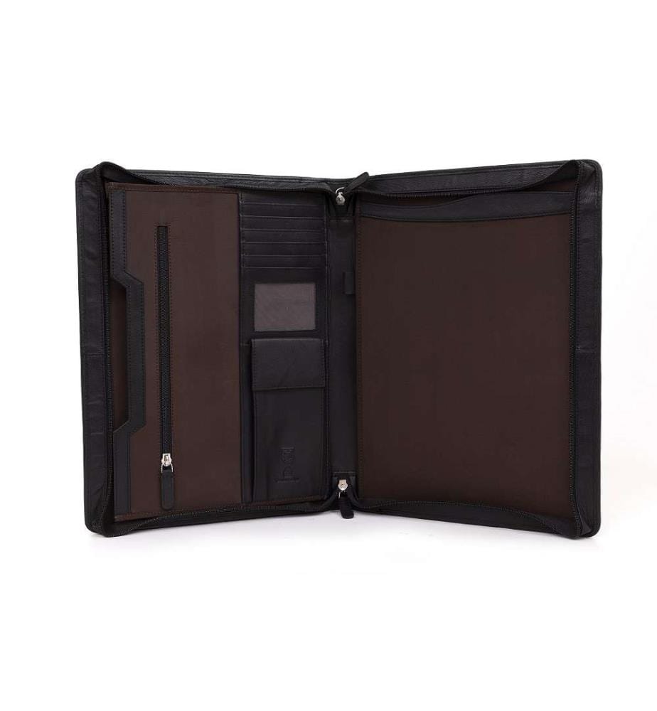 Laptop-Mappe aus schwarzem Leder