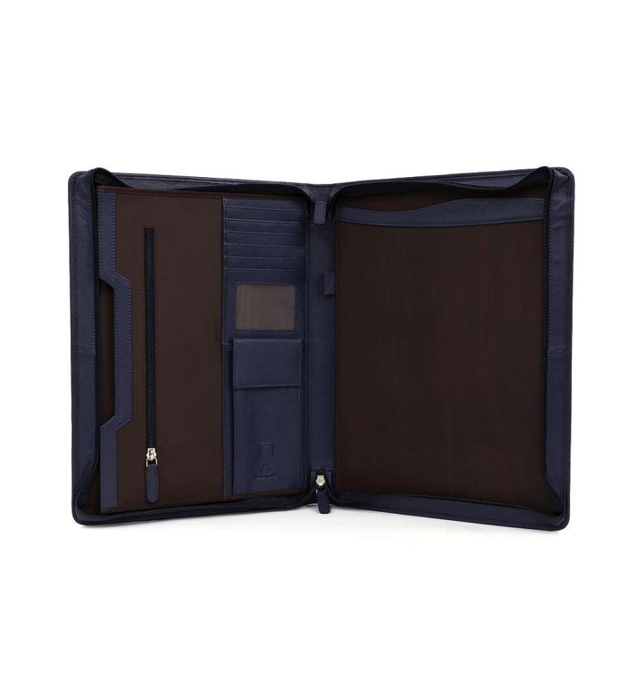 Laptop-Mappe aus blauem Leder