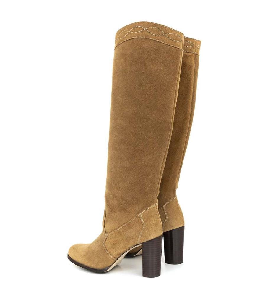 Stivali alti in camoscio - Beige