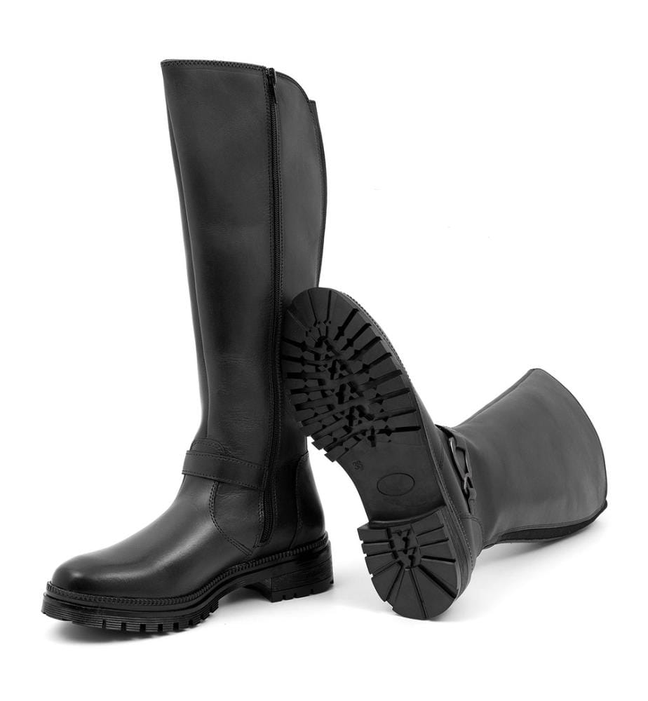 Bottes hautes en cuir - noir