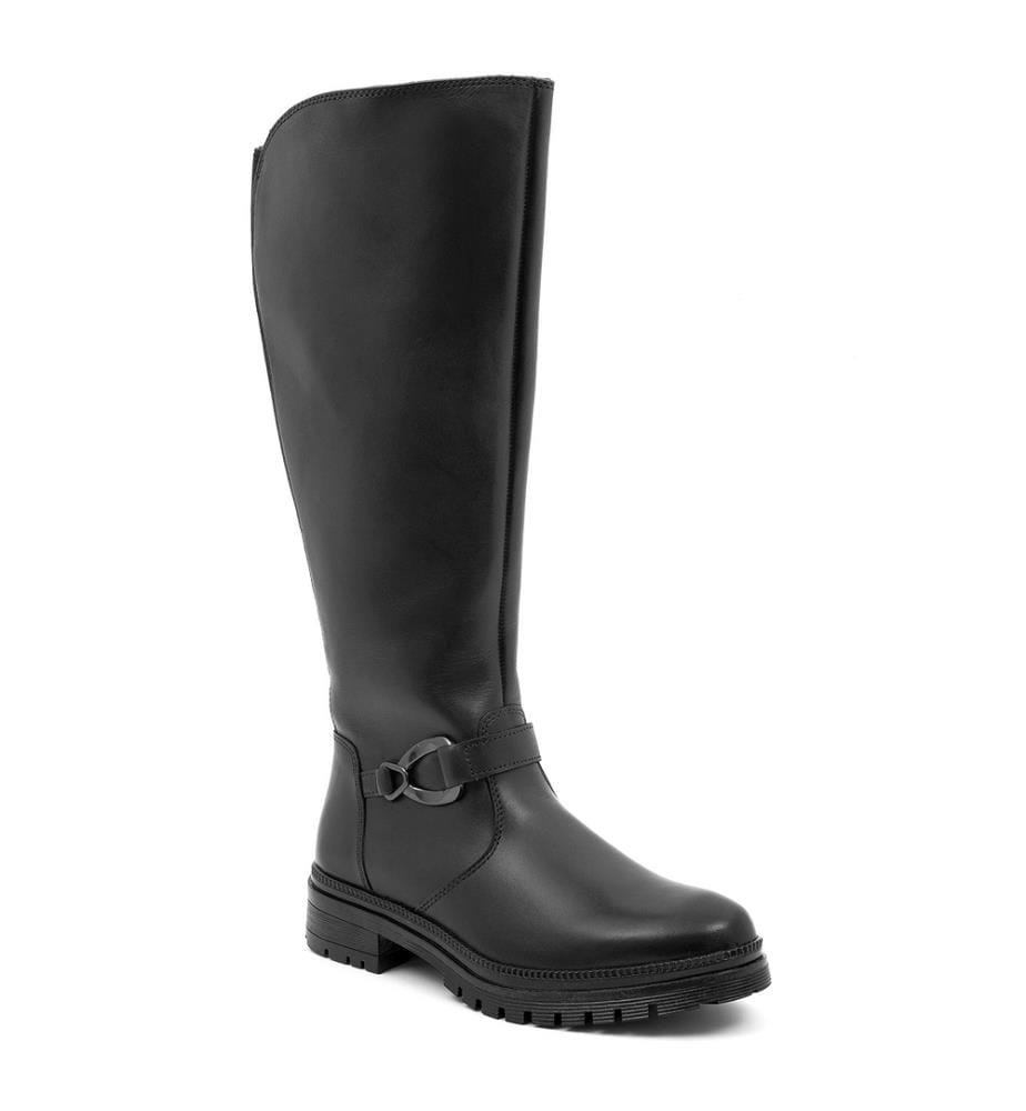 Bottes hautes en cuir - noir