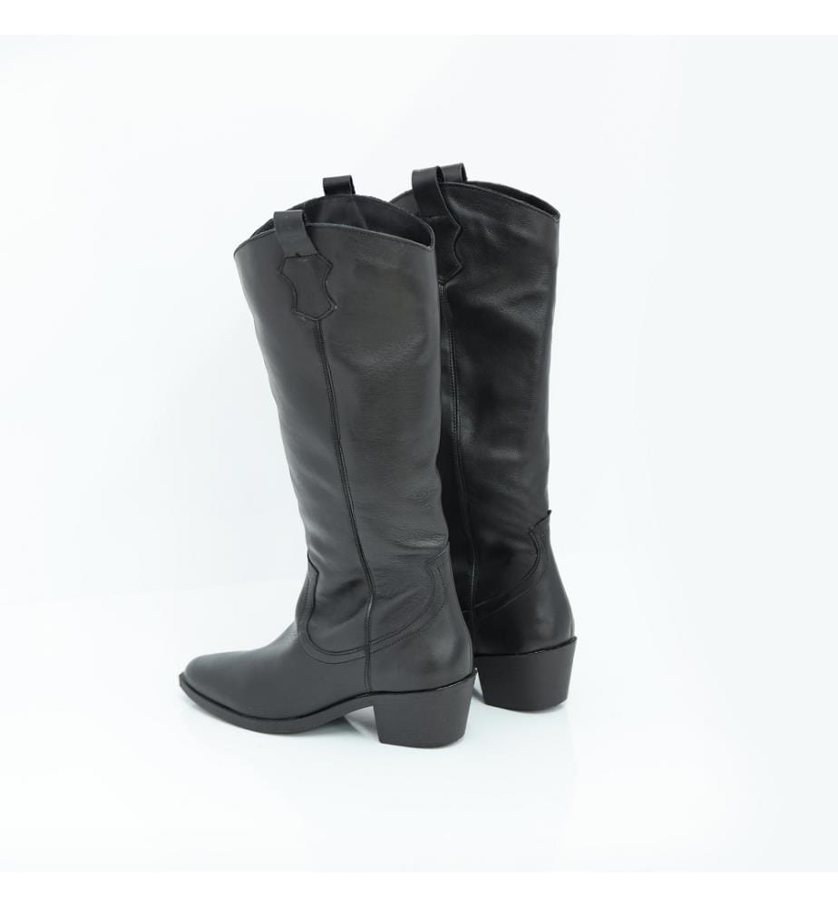 Hohe Stiefel aus Leder - schwarz